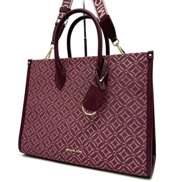 Michael Kors Medium Mirella Tote Bag Ox Blood Multi - Picture 1 of 11